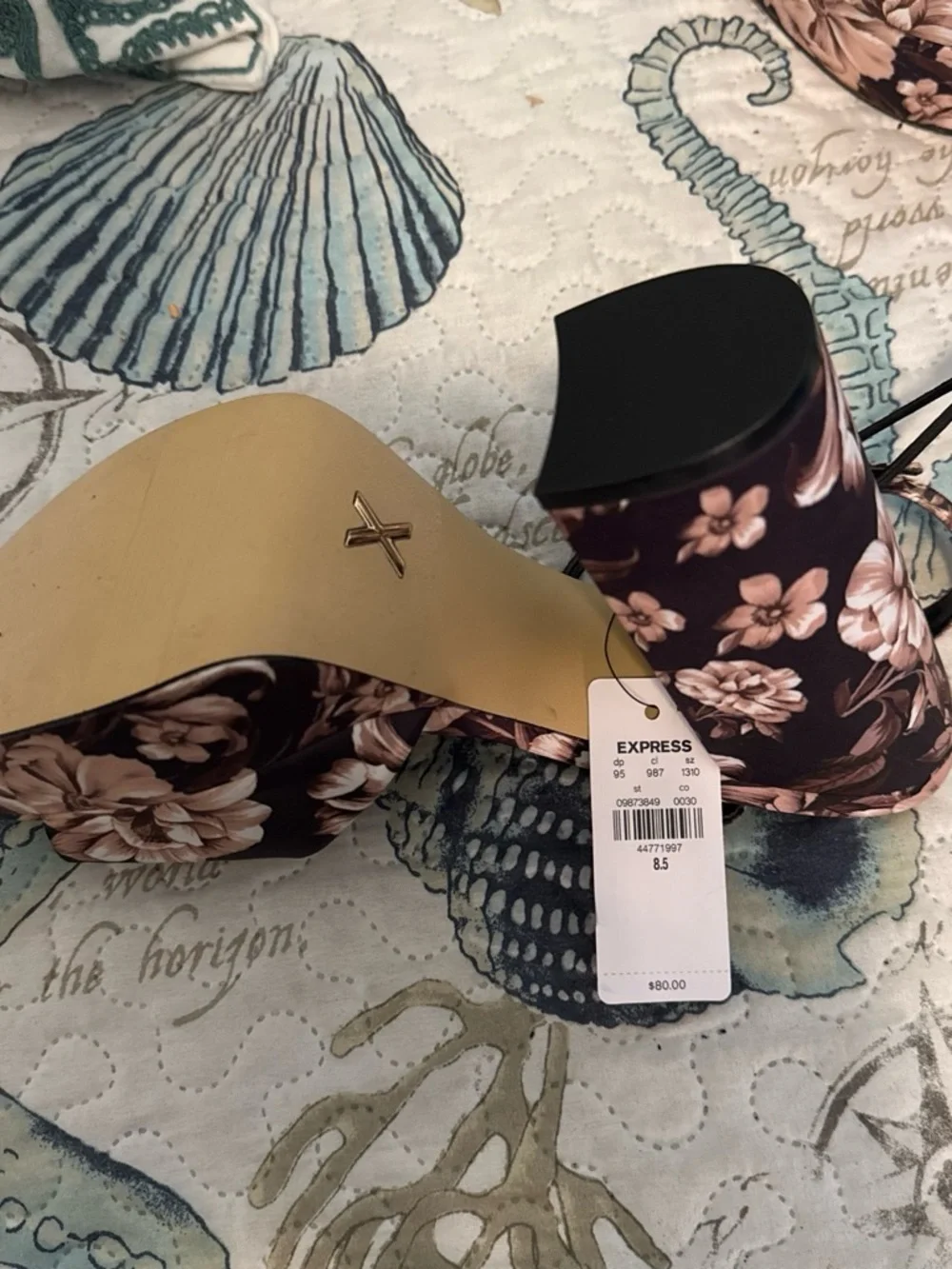 Express Floral Platform Sandals in Brown and Cream